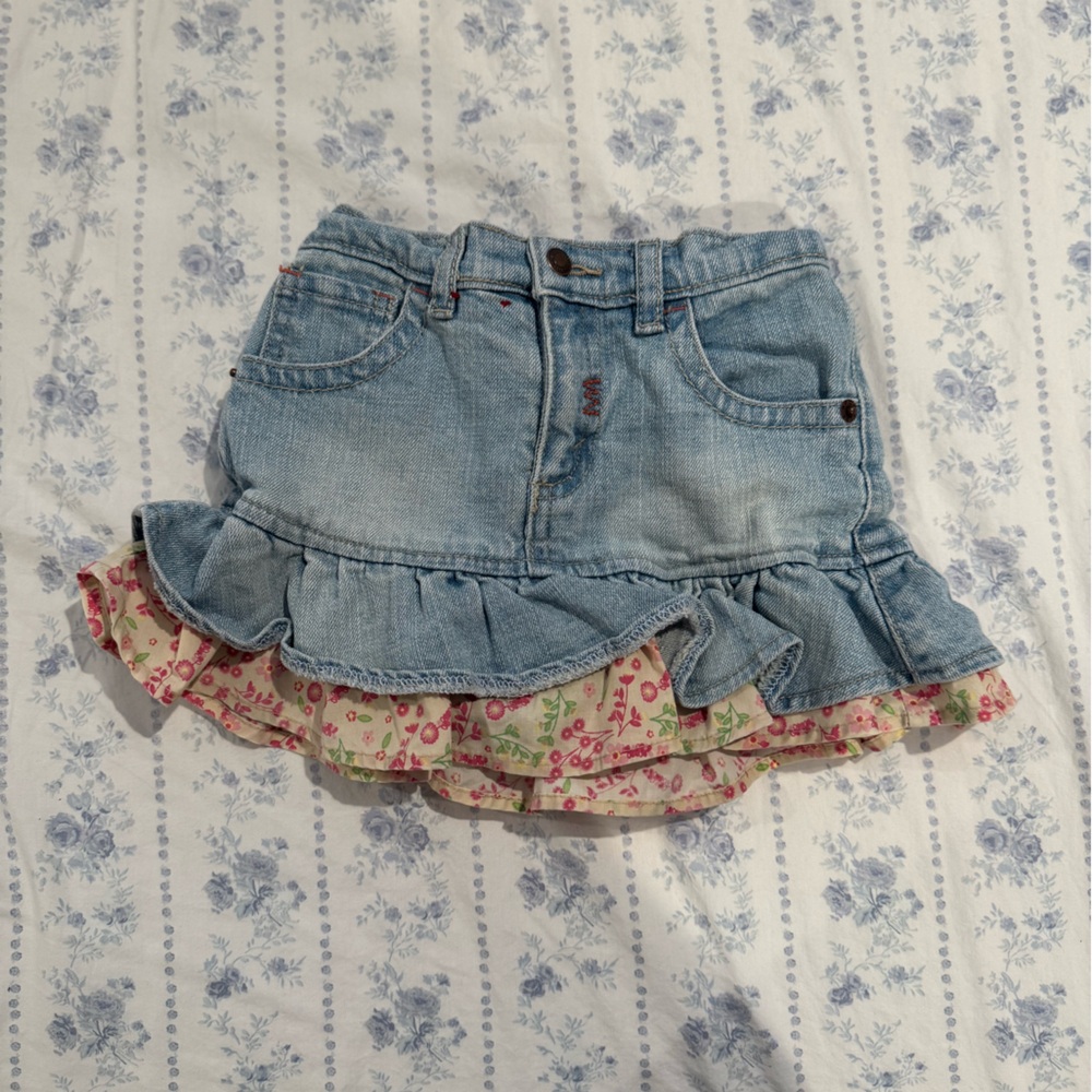 Y2K Ruffle Denim Skirt